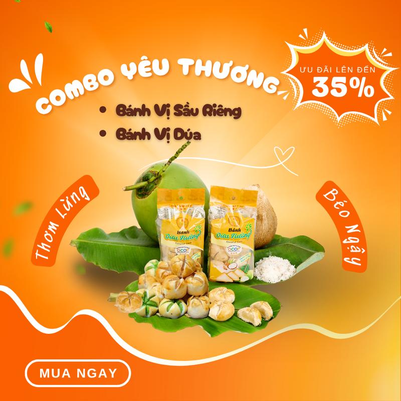 Combo Yêu Thương | Bánh Dừa Nướng Vị Sầu Riêng | Vị Dứa