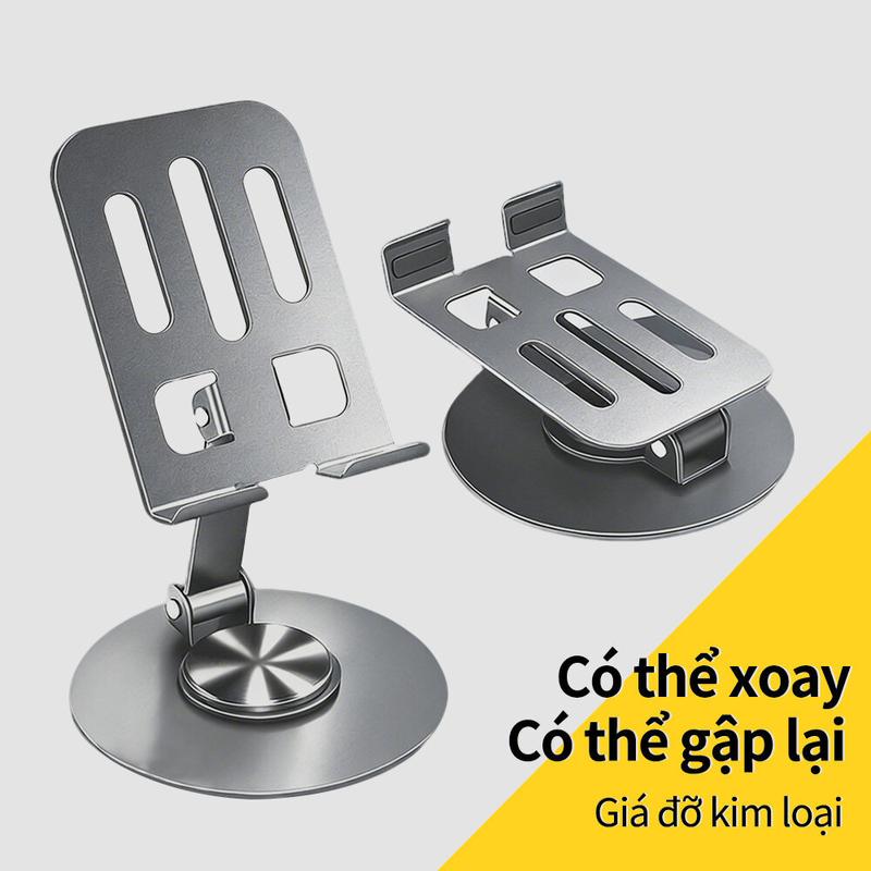 Chân đế hoàn toàn bằng kim loại Xoay 360Có thể gập lại Dễ dàng mang theo Thích hợp cho máy tính bảng và điện thoại
