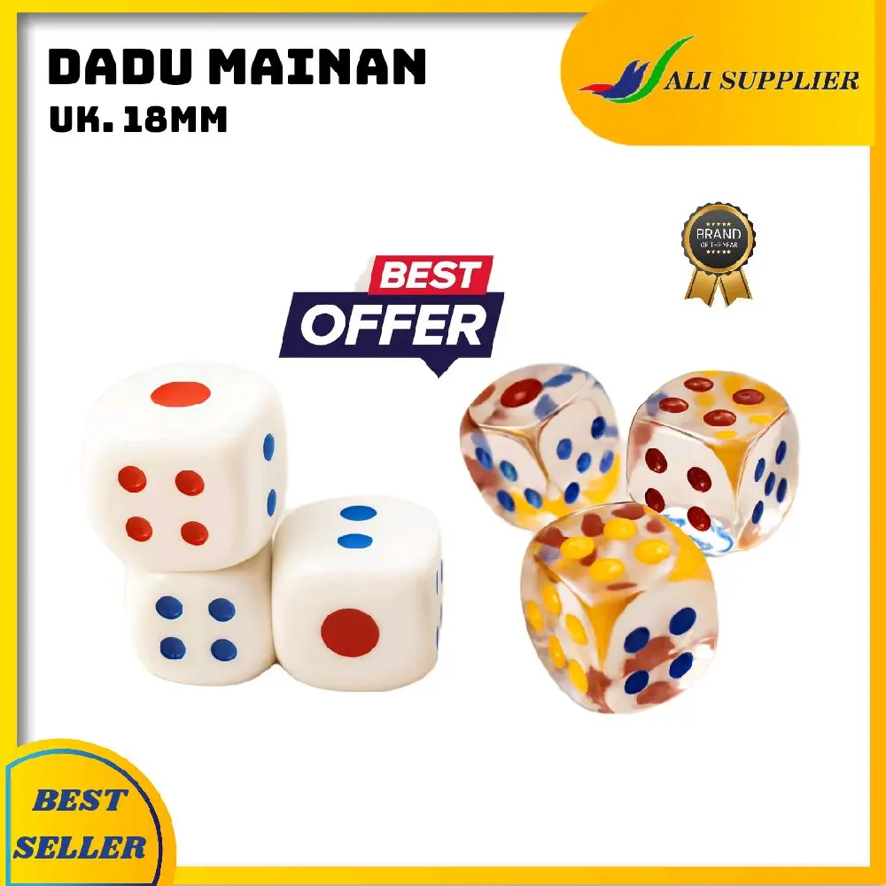 Dadu dice plastik 18mm x 18mm / DADU TRANSPARAN / DADU PUTIH BESAR / DADU ULAR TANGGA / DADU BOARD GAME / DADU MAINAN / MAINAN ANAK / MAINAN KOLEKSI / DADU LUDO / DADU PAJANGAN / DICE / SHAKING DICE