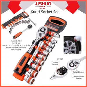 JISHUO [COD] KUNCI PAS SOKET RATCHET SET KUNCI PAS UNIVERSAL MULTI-FUNGSI (JS-1014)