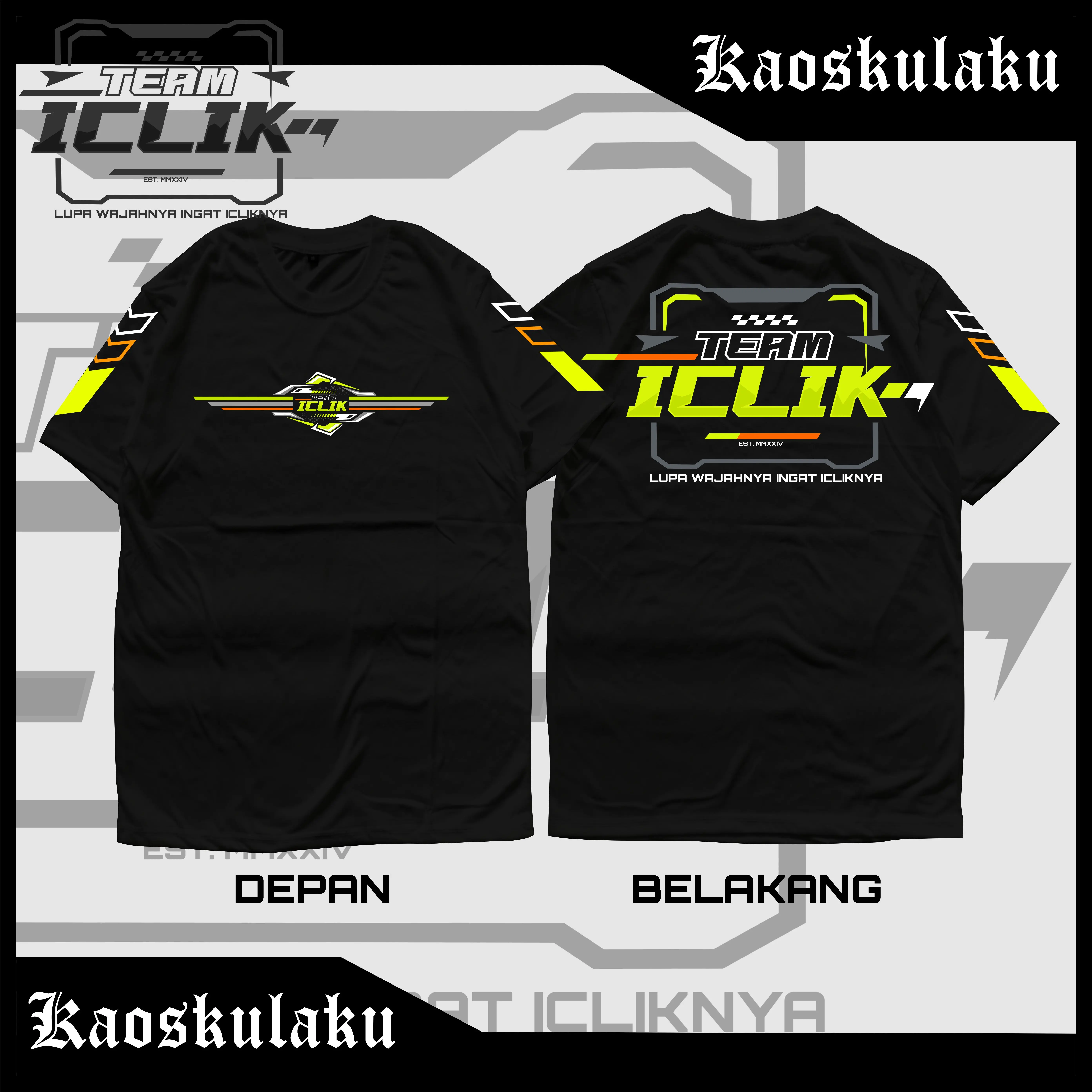 TSHIRT TEAM ICLIK vol 1 ATAU KAOS DISTRO RACING BAHAN KATUN CVC ADEM DAN GAK BIKIN GERAH