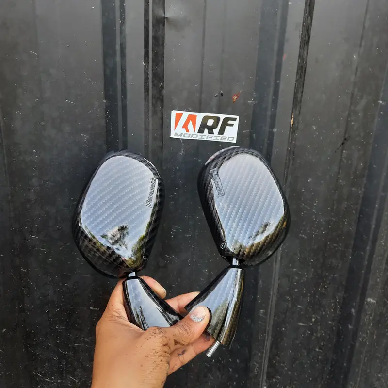 Aksesoris Spion Ninja RR Old Carbon Kaca Spion Original Kawasaki Repaint Carbon untuk Motor 3