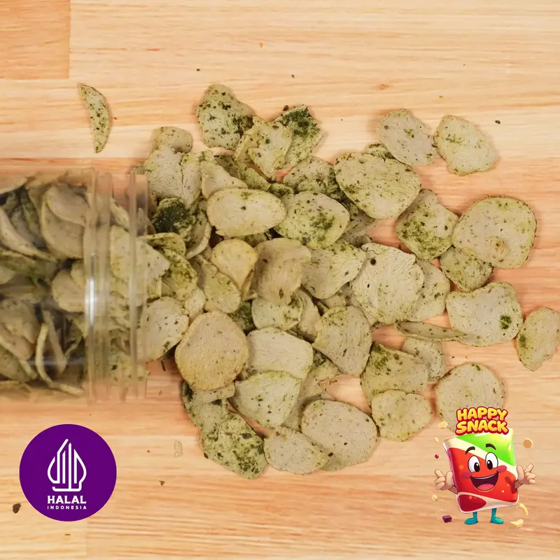 Basreng daun jeruk original 250gram kemasan praktis Cemilan Happy Camilan Snack renyah asin gurih Crispy Food 2