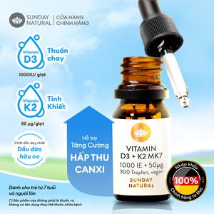 Vitamin K2 D3 Sunday Natural tăng hấp thu Canxi Cho Trẻ từ 7 tuổi và người lớn, K2 D3 liều cao thuần chay tinh khiết