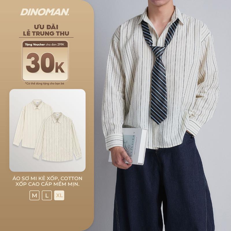 [Thu Đông 2026] Áo Sơ Mi Kẻ Xốp DINOMAN Dài Tay Form Oversize Nam Nữ Unisex Thoáng Mát Dễ Phối Đồ - SM014