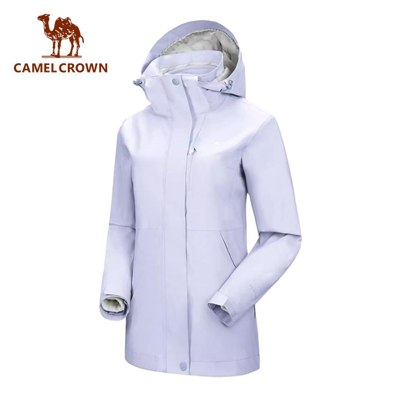 Camel Crown Áo khoác dành cho nam, áo khoác ba trong một chống gió và chống mưa ngoài trời dành cho nam, dùng khi đi du lịch và leo núi, có lót lông cừu AD12263514X