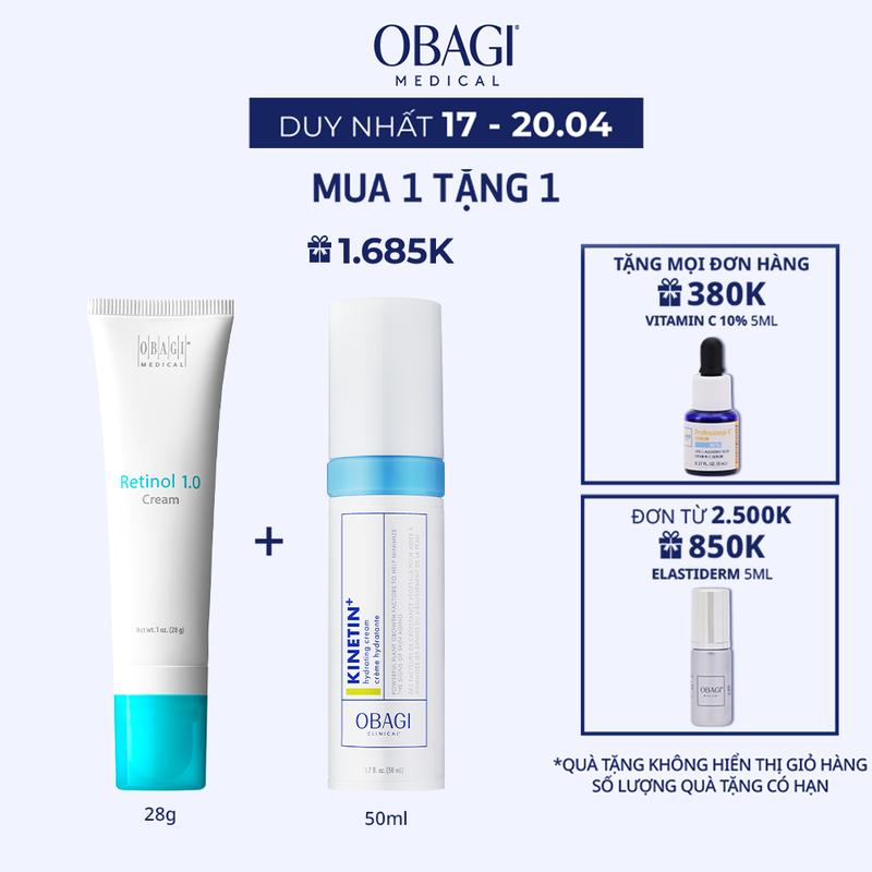 [HSD: 4/2026][MUA 1 TẶNG 1] Bộ đôi Kem dưỡng Obagi360 Retinol 1.0 28g và Kem dưỡng Obagi Clinical Kinetin+ Hydrating Cream 50ml l Làm Đẹp Da Skincare Dưỡng Ẩm Da Nữ Women