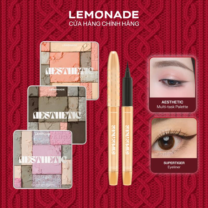  Combo 01 Bảng phấn mắt đa năng Lemonade Aesthetic Multi-task Palette 10.8g và 01 Bút kẻ mắt dạng nước Lemonade SuperTiger 1g 