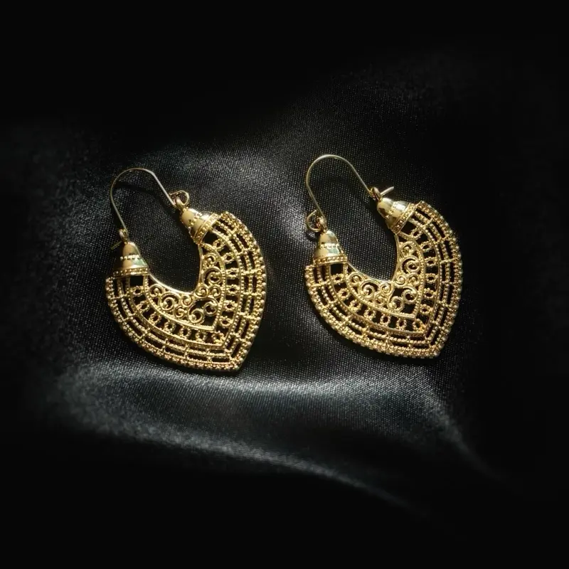Vintage-Inspired Gold Filigree Hook Earrings