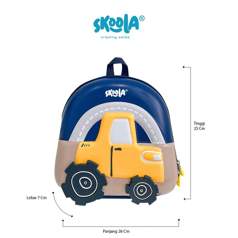 Skoola Tas Sekolah Anak PAUD Laki - Laki Ransel Traktor - Kuruma Fashion 4