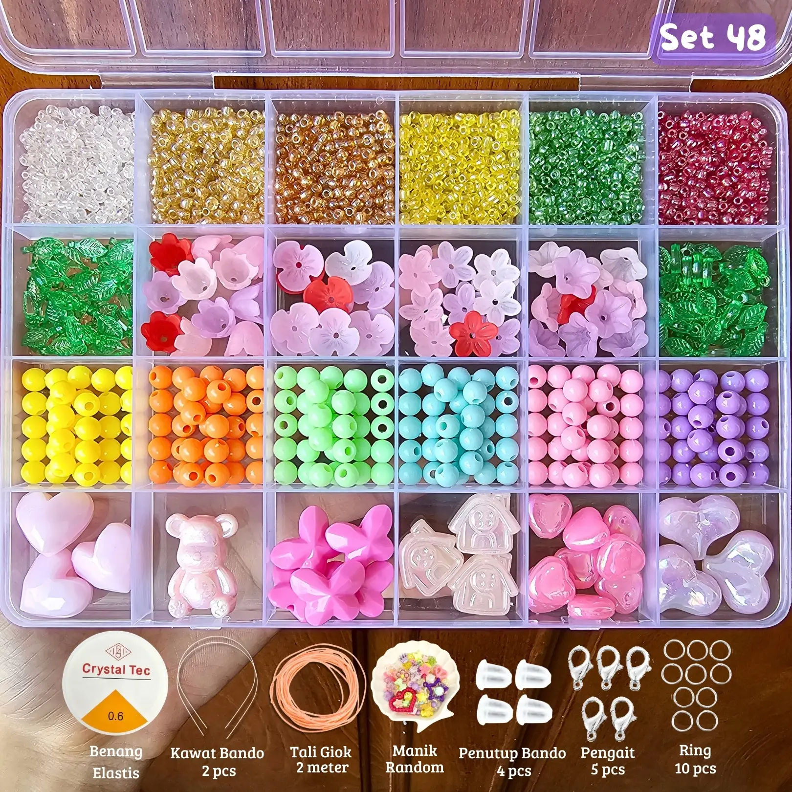 Khansa Jewelry - Set Manik Manik Lengkap dan Tali - Gelang Manik