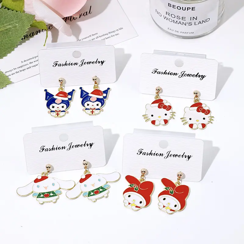 925 Silver Needle Christmas Earrings for Women Fashion Cartoon Kuromi Melody Drop Ear Jewelry