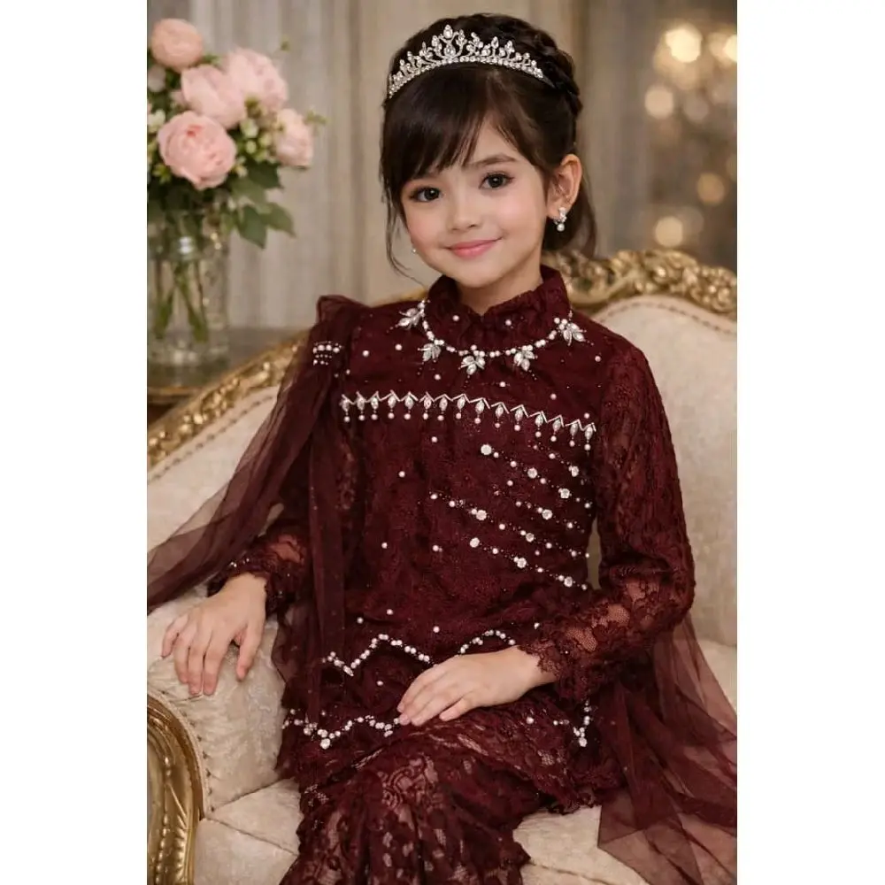 Kebaya Anak Ayunda Brukat Selendang Lepas pasang Cocok Buat Acara Pesta Wisuda Anak dan Kartini Usia 4-12 Tahun