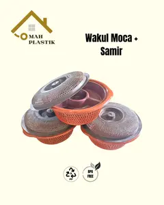 (PAKET HEMAT 4 LUSIN) WAKUL TUTUP MOCA+SAMIR - BESEK NASI HAJATAN SEKAT LAUK - WAKUL TUTU NASI BERKATAN PLASTIK TEBAL + SAMIR