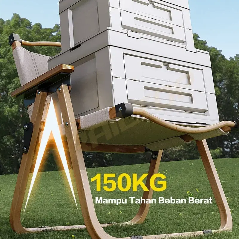 TrailTop Kursi Lipat Dengan Gagang Kayu Kursi Camping Kermit Kursi Pantai Lipat Beban 150kg 6