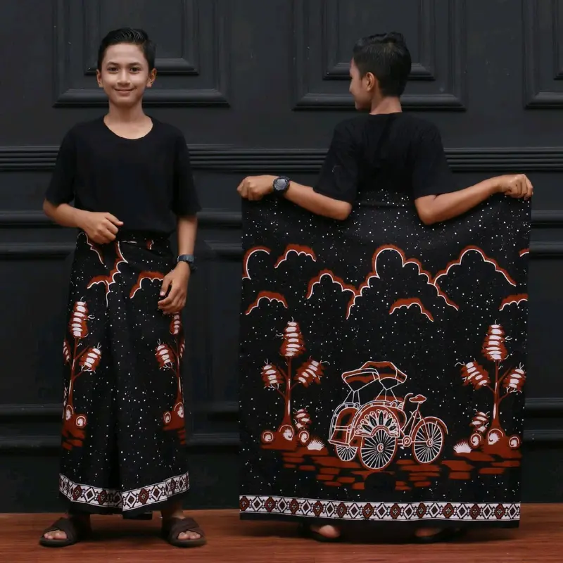 { BISA COD } Sarung Batik Anak-anak SD MI SMP MTS // Motif WAYANG & BECAK CINTA // Bahan Rayon Halus & adem // Sarung Seragam Nyaman Panjang Muslim Anak Katun 7
