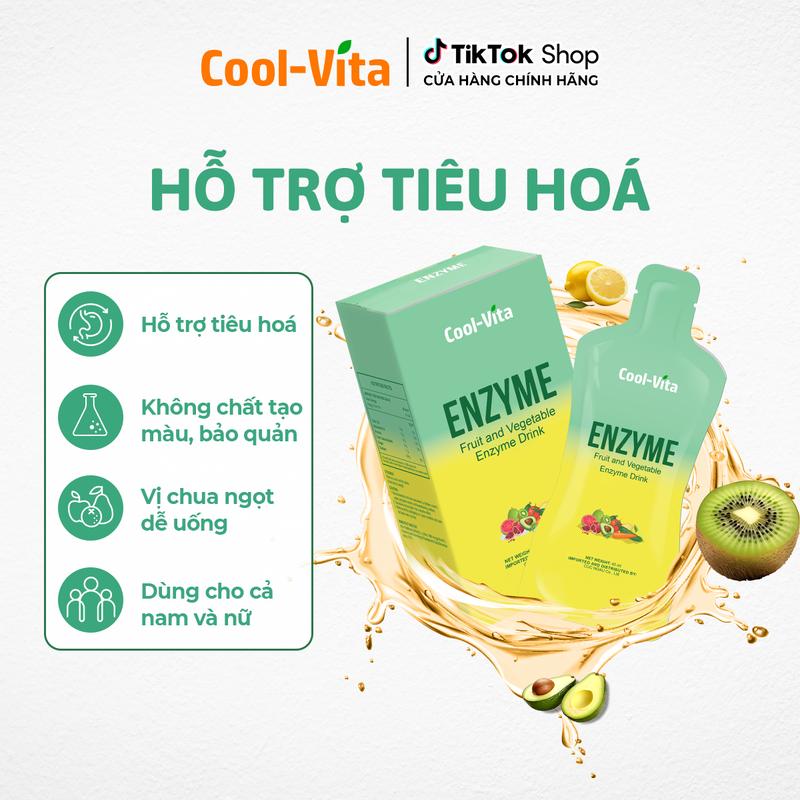  Nước Uống Bổ Sung Enzyme Hỗ Trợ Tiêu Hóa Chiết Xuất Trái Cây Rau Củ Coolvita  45 ml× 7 túi  hộp 