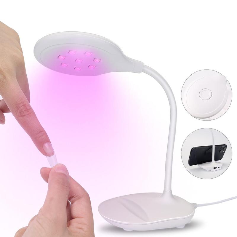 Máy Sấy Móng Tay, Monja, 8 Đèn LED, Màu Trắng, Gấp Gọn, Đèn Móng Tay Để Bàn, Nhanh Khô, Cầm Tay, Đèn Nướng LED UV, Thích Hợp Cho Gel Làm Móng, Dụng Cụ Làm Móng