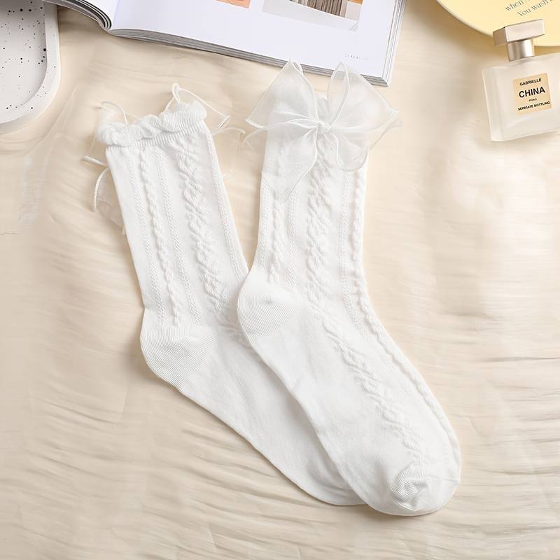 Kaos kaki pita loafers vintage aesthetic motif renda warna hitam putih anak sock wool Panjang elastis Wanita perempuan cewek remaja estetik fashion lucu kece skena y2k Korean style