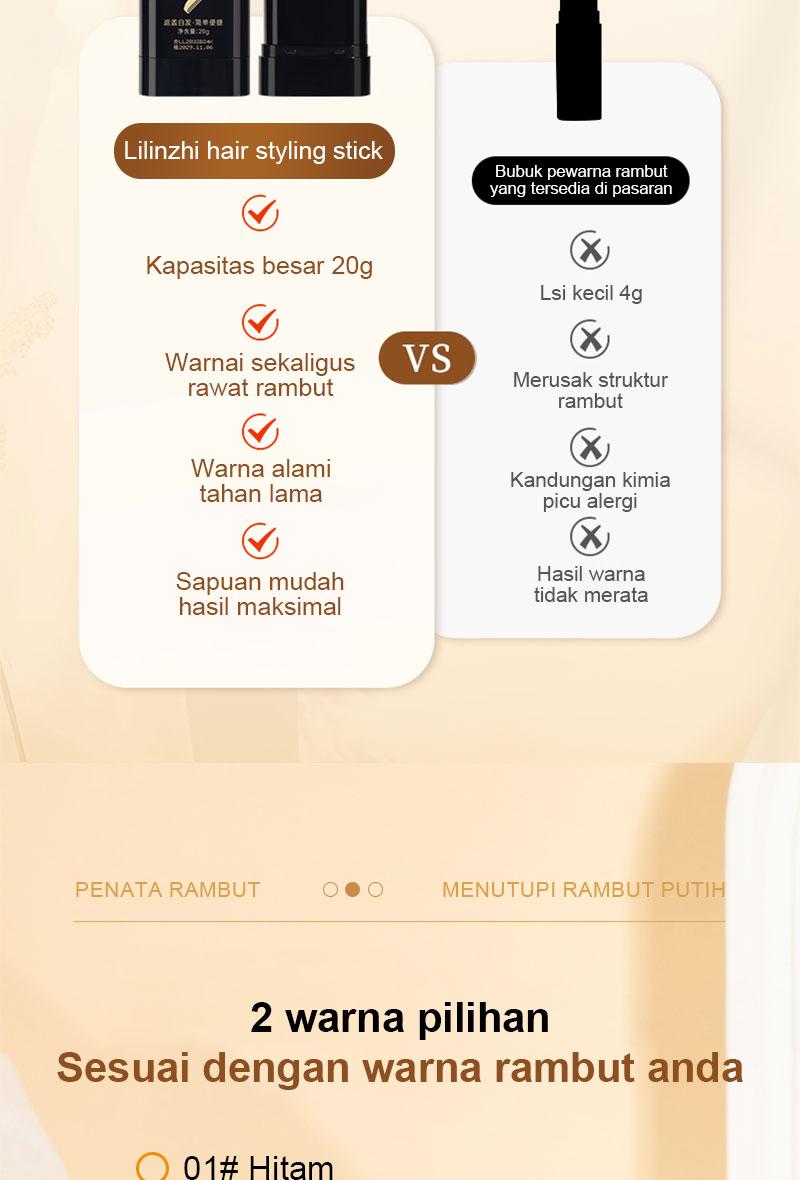 Lilinzhi Tongkat Pewarna Rambut Tanaman Hitam Murni Sekali Pakai Aman Tanpa Efek Samping Cocok untuk Menutupi Artefak Memudar Pewarna Rambut Hitam & Coklat di Rumah Penghitam Black Black Penghitam