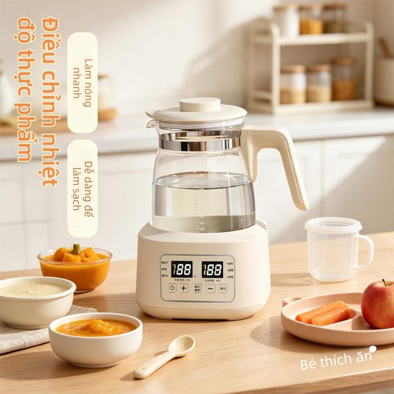Bình nước điện dung lượng lớn 1300ML, bình dưỡng sinh gia đình cho bà mẹ và trẻ em, bình điều chỉnh sữa chính xác 45 độ C, bình chuyên dụng nấu canh bổ dưỡng, máy khử trùng sữa ấm, bình giữ nhiệt liên tục 72 giờ, ấm siêu tốc, binh trathuy tinh.