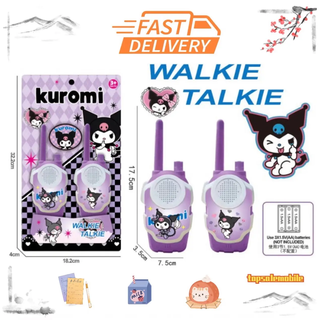 Kuromi walkie talkie cartoon design wireless handheld intercom