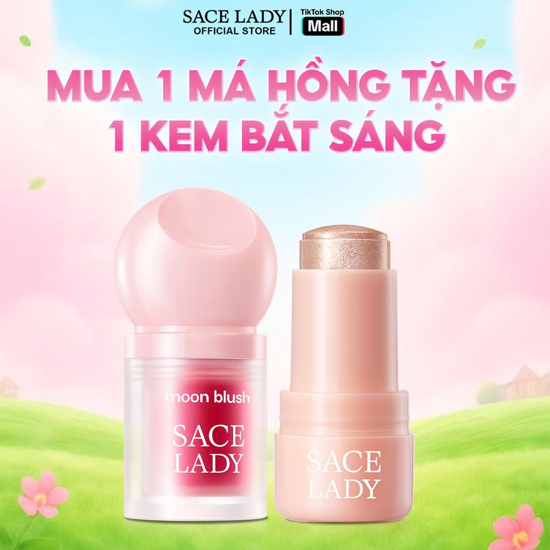   Mua 1 Tặng 1  Phấn Má Hồng Dạng Lỏng SACE LADY Lâu Trôi Dưỡng Ẩm Không Thấm Nước & Phấn Bắt Sáng Tự Nhiên 8g 0.28Oz 