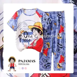 (3-13Tahun) Baju tidur anak cowok lengan pendek celana panjang piyama anak cowok
