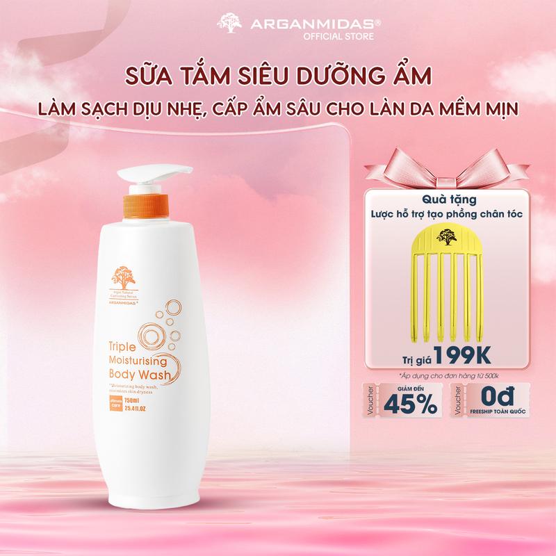 Sữa tắm Arganmidas Triple Moisturizing Body Wash dưỡng da phục hồi hư tổn da duy trì độ ẩm tự nhiên 750ml  Dưỡng Da Body