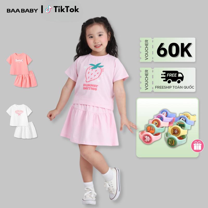 [MỚI] Set Váy Kiểu Bé Gái Form Rộng Thun Cotton Thoáng Khi, Thoải Mái Dễ Chịu 210gsm Cho Bé Từ 1 Đến 10 Tuổi BAA BABY - B-GC-SE07N