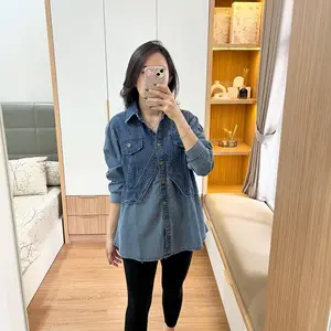 MEDELLYN Kemeja Denim LD 112 & 120 - Wanita Atasan Jeans - Oversize Kemeja Casual