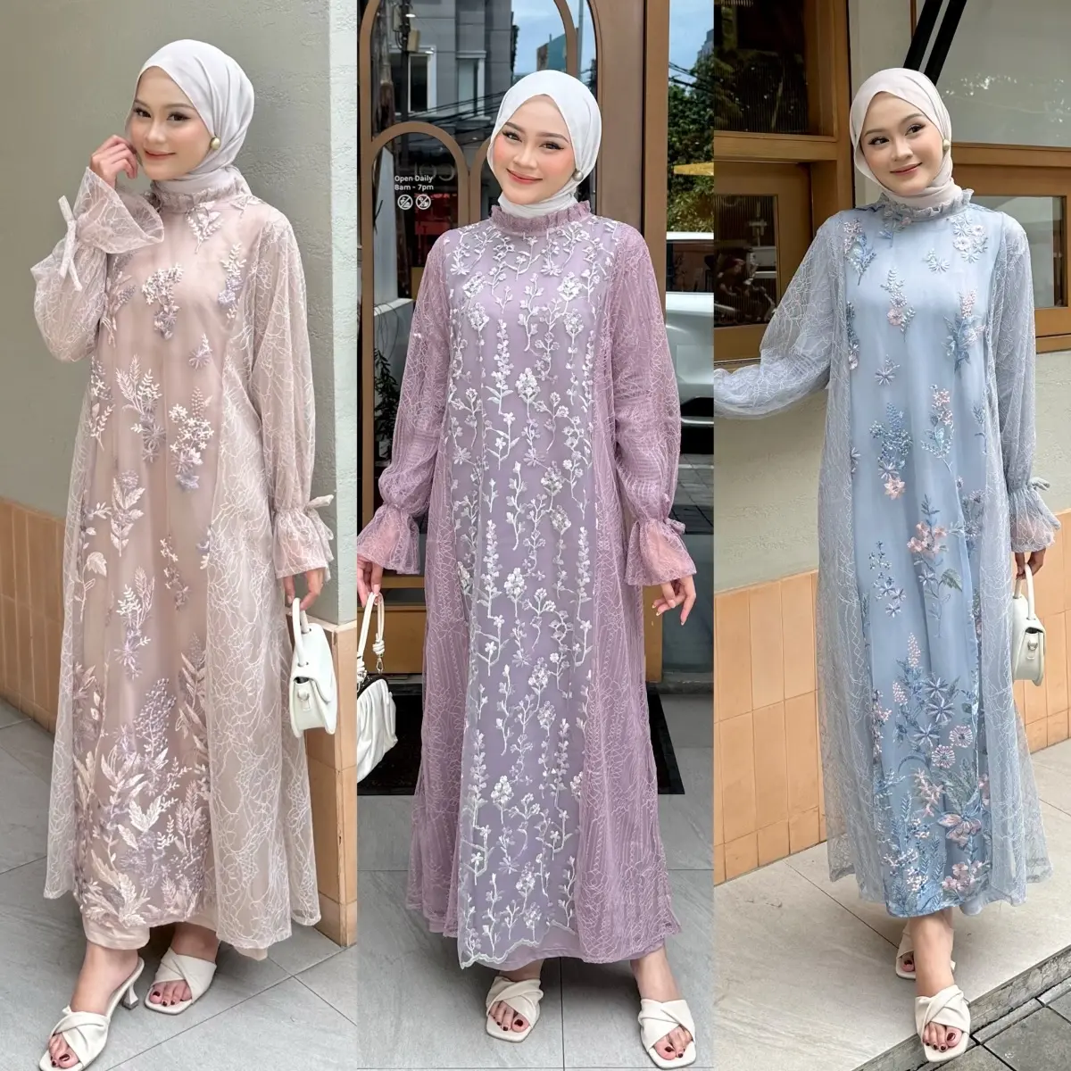 Dezhaf - Adeline Dress Brukat / Dress Tile Garden / Dress Lebaran / Dress Brukat