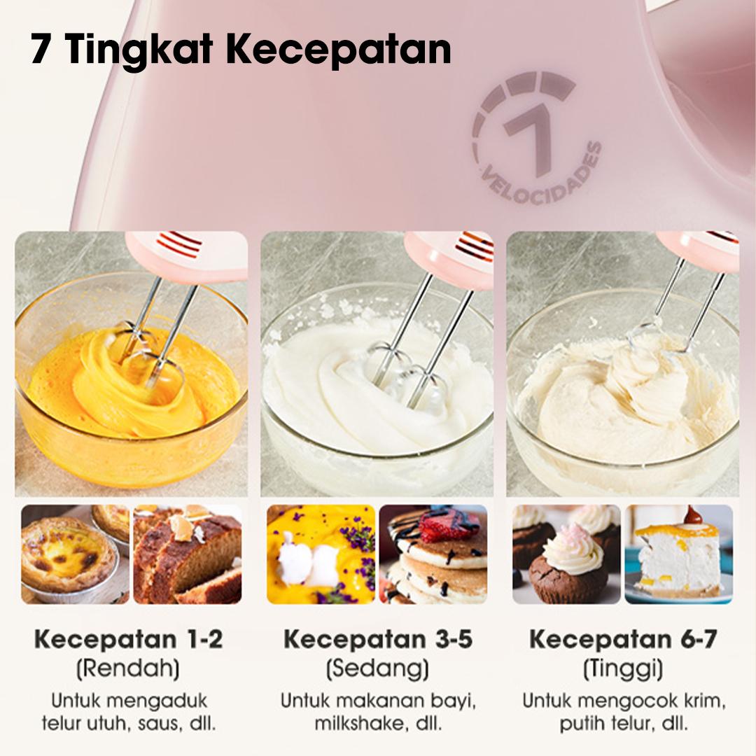 【GREBEK GUDANG SUANVINZLIE】Samono Mixer Roti Stand Mixer & Hand Mixer 2in1 Daya 200W, 7 Kecepatan, Wadah Stainless Steel 2.5L (SW-HMB200)