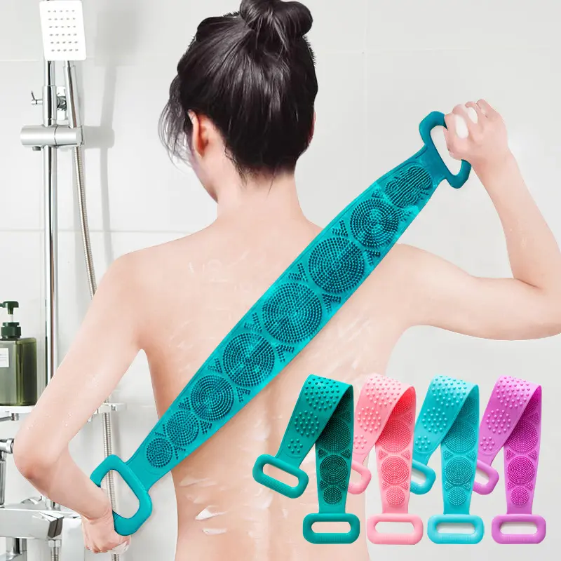Máy chà lưng bằng silicon, khăn tắm dài hình chữ A, thích hợp để chà lưng, thích hợp cho cả nam và nữ Bọt biển chà sàn, mạnh mẽ, được sử dụng tại nhà để làm sạch bụi bẩn và da chết