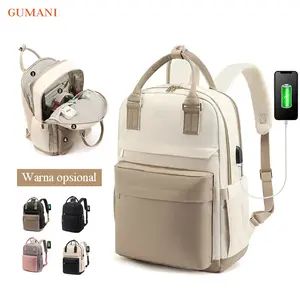 GUMANI tas ransel wanita korea Kapasitas Besar Tas Sekolah USB Port Laptop Backpack
