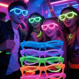 Paquete de 15 gafas de colores neón para fiesta, sin lentes, accesorios para photobooth, monturas de plástico ligeras para cumpleaños, Halloween, cosplay, baile de graduación y obsequios de fiesta