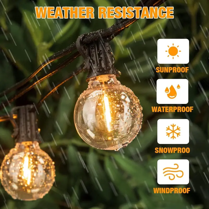 Outdoor String Lights Mains Powered, 60FT G40 LED Festoon Lights Outdoor, IP45 Waterproof Globe Garden String Lighting with 30+1 Bulbs, 2700K Indoor/Outside Patio Lights for Décor Cafe Party 1