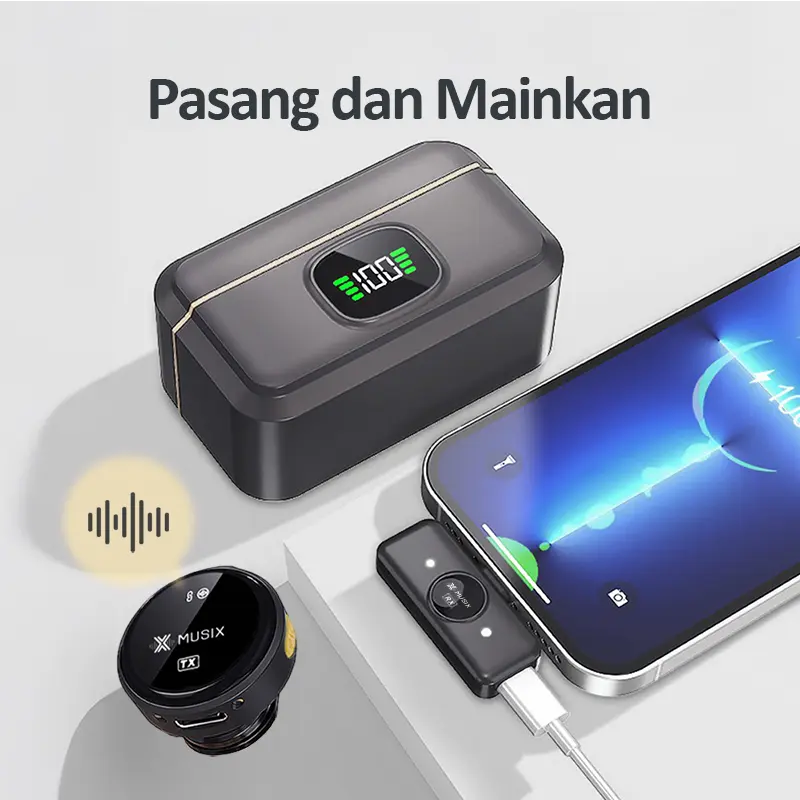 MUsix Q8 wireless clip-on microphone microphone dual microphone wireless microphone hp lavalier microphone plug and play 2
