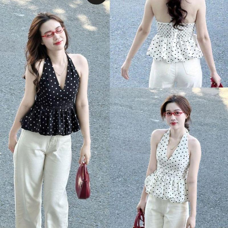 Áo Yếm Chấm Bi Hở Lưng Dáng Bí Siêu Hot DOTTIE TOP Siêu xᶖnh 247joomate 511 P5k11