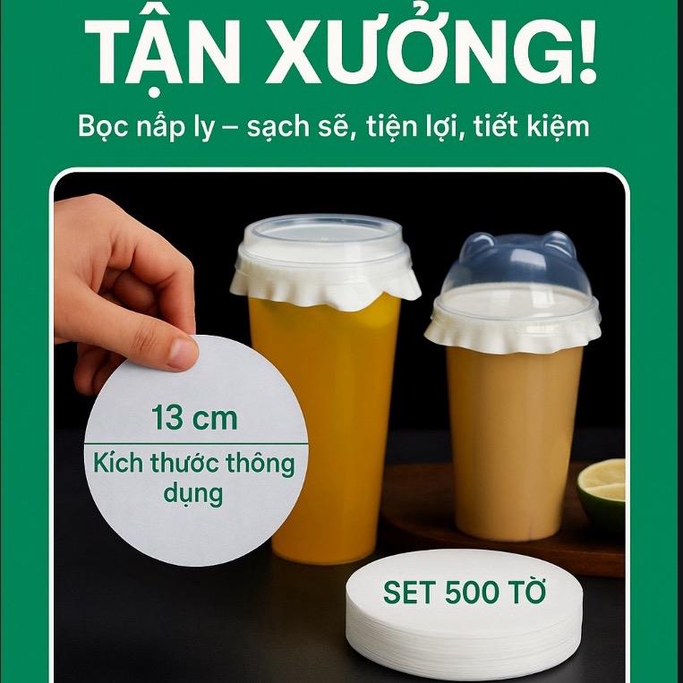 Bộ 500pcs Giấy Chống Tràn Ly Trà Chanh Trà Sữa Sinh Tố - Ship Mang Đi