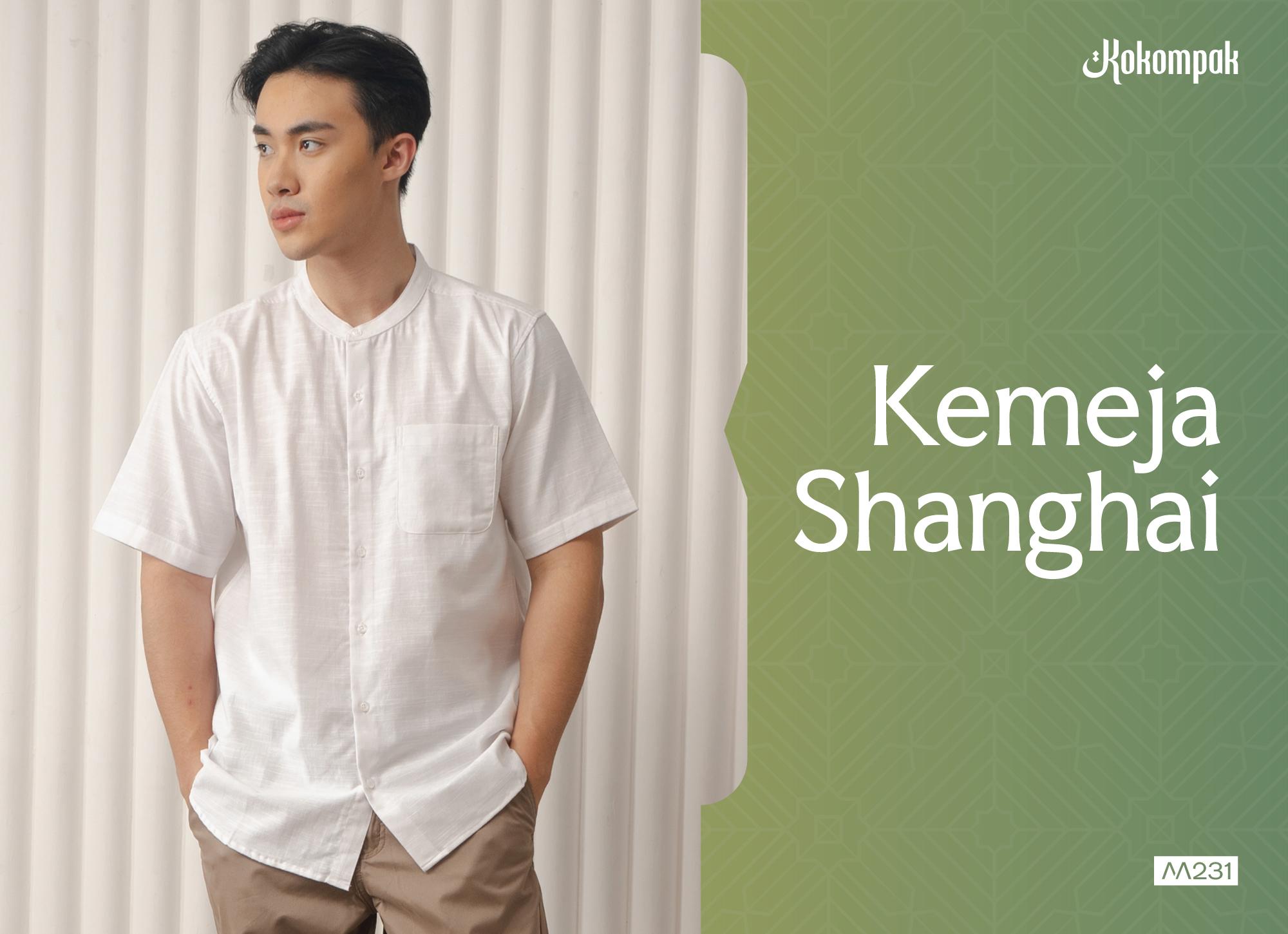 M231 Kemeja Pria Koko Shanghai Polos Pendek 1336
