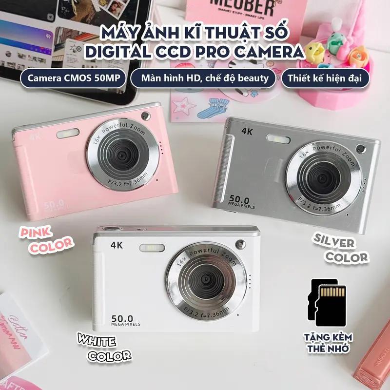  Máy ảnh CCD kỹ thuật số M06 HD Mới Ống kính kép du lịch Cầm Tay 4K Thu phóng 16x với khả năng nâng cao làm đẹp tích hợp Chống Rung Nguồn sáng phụ và Lấy Nét tự động AF. 