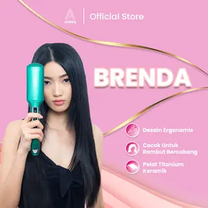 [LIVE AIUEO] Catokan AIUEO Brenda - Catok Rambut 2 in 1 Hair Straightener and Blow Plat Keramik untuk Meluruskan dan Kriting - Warna Hijau