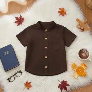 Kemeja koko atasan anak laki laki usia 1-6 tahun lengan pendek katun linen