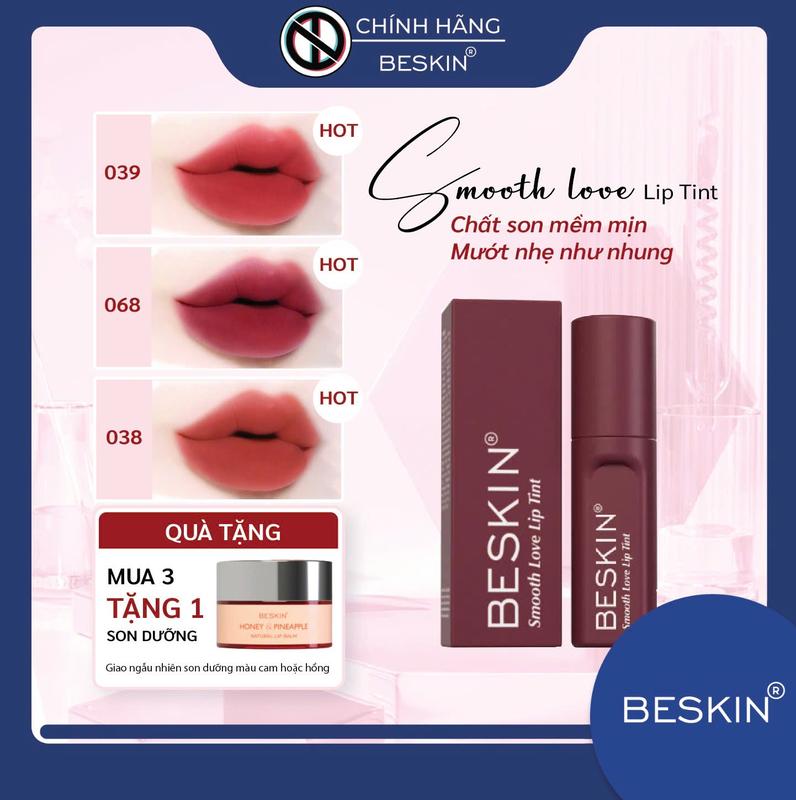 [MUA 3 TẶNG 1] SON NHUNG BESKIN "SMOOTH LOVE LIP TINT" - Dung tích: 2,5g - Thương Hiệu: Beskin - Cosmetic Mỹ Phẩm Trang Điểm Son Môi Son Kem Women Nữ
