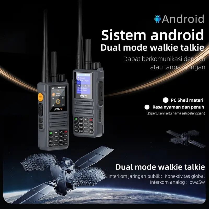 KSUN zl8668 terbaru ht ZELLO UHF VHF Analog DANPOC Walkie talkie yang dapat melakukan panggilan 4G/WIFI 1