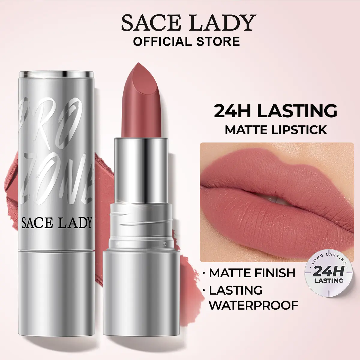 [COD] SACE LADY Lipmatte 24H Lasting Matte Lipstick Waterproof Lip Makeup High Pigment Cosmecis Gincu Pusam Tahan Lama Solekan Bibir Kalis Air, Kosmetik Pigmen Tinggi
