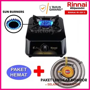 Kompor 1 Tungku Rinnai Sun Burner Api Biru Mudah Dibersihkan RI-301S hitam