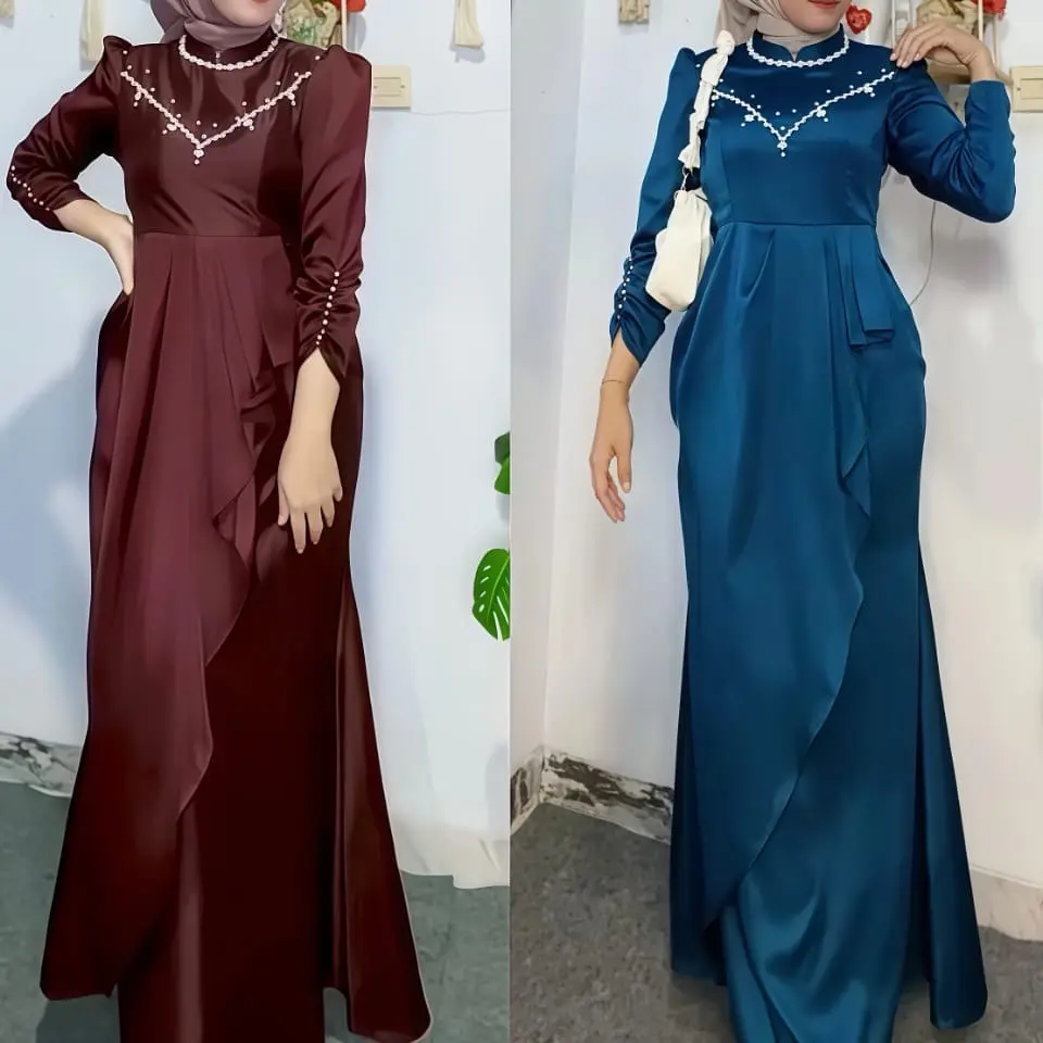 Karisma Dress Simple Mewah Slim Fit Gamis Kondangan Bridesmaid Viral Gaun Duyung Baju Lebaran Terbaru