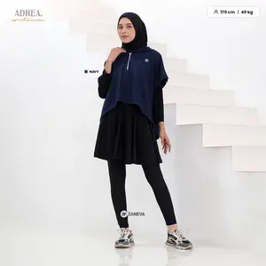 Zaneva - Adrea Hoodie Sport | Baju Olahraga Wanita Original New colour Muslim | Setelan Sporty Dewasa Celana Panjang Legging Rok Hitam